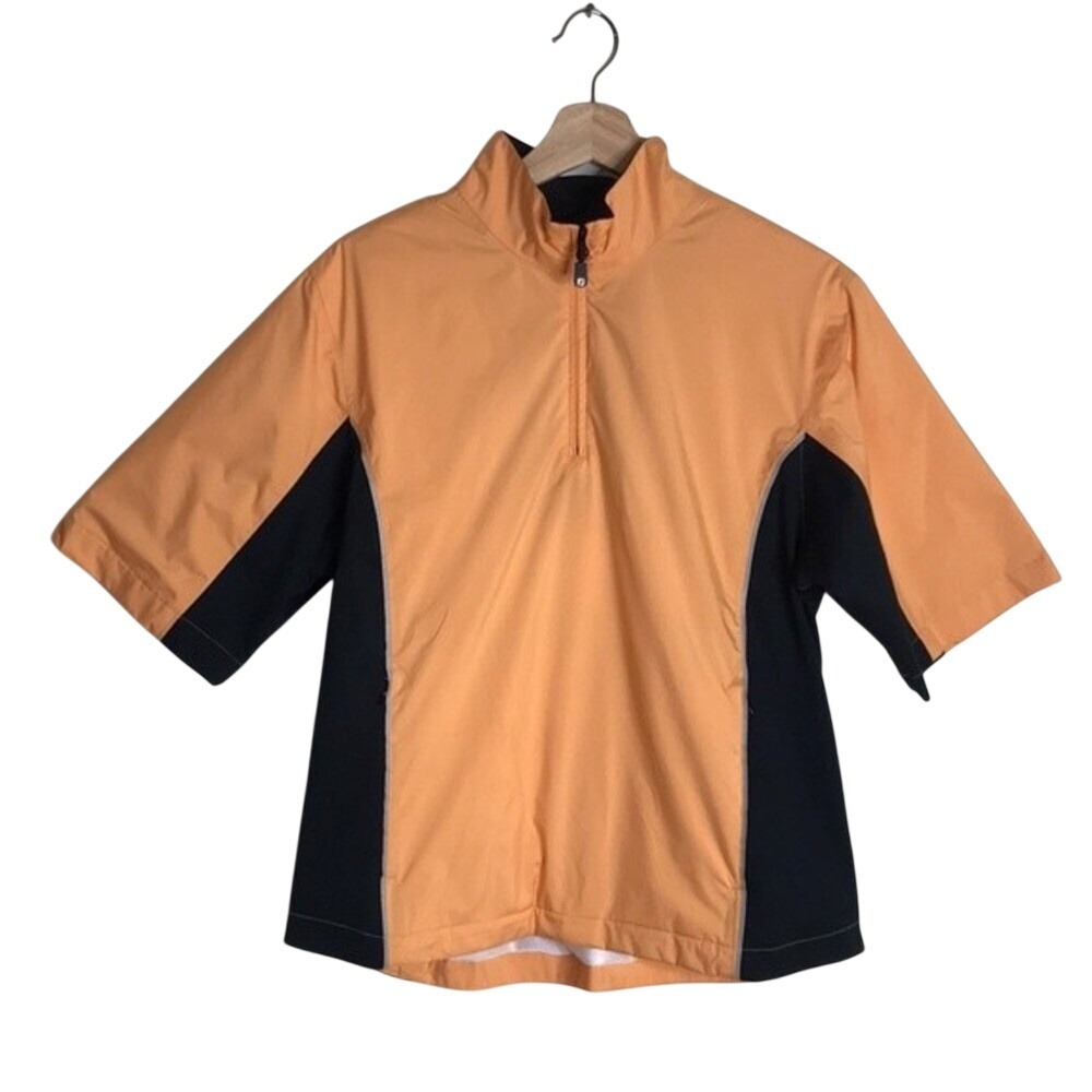 Footjoy Dryjoys Women's Quarter Zip Golf Windbreaker Shirt Orange Small